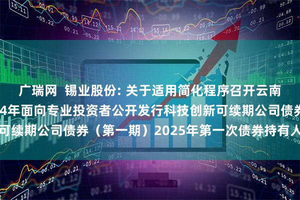 广瑞网  锡业股份: 关于适用简化程序召开云南锡业股份有限公司2024年面向专业投资者公开发行科技创新可续期公司债券（第一期）2025年第一次债券持有人会议的通知