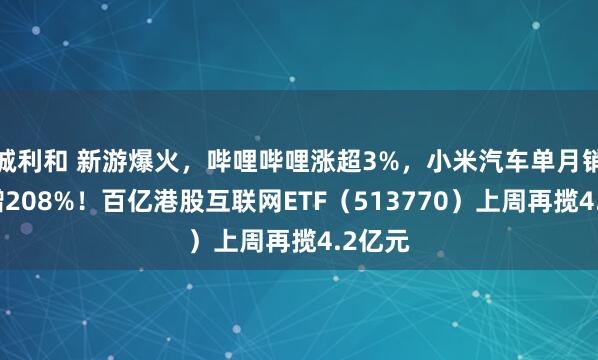 诚利和 新游爆火，哔哩哔哩涨超3%，小米汽车单月销量猛增208%！百亿港股互联网ETF（513770）上周再揽4.2亿元