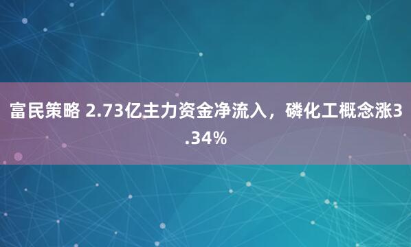 富民策略 2.73亿主力资金净流入，磷化工概念涨3.34%